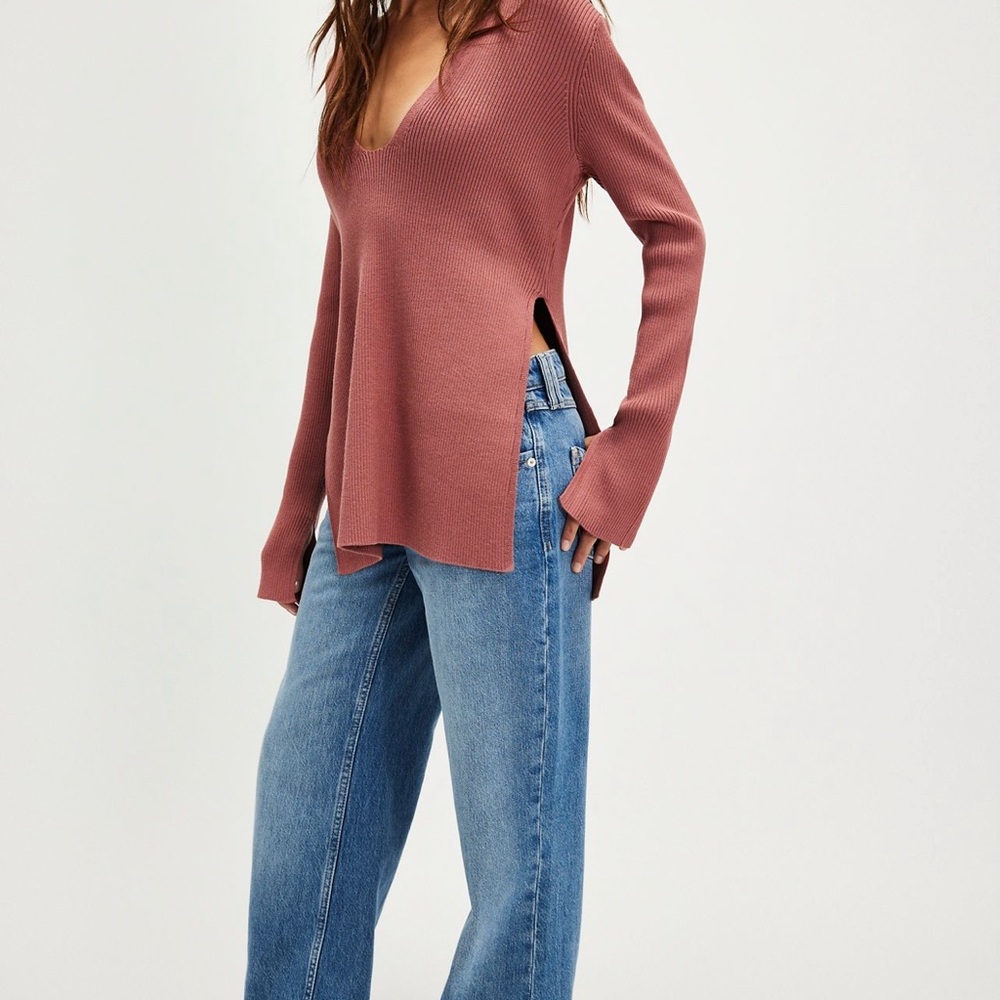 Free People Portia Sweater- dusty rose sz S EUC
